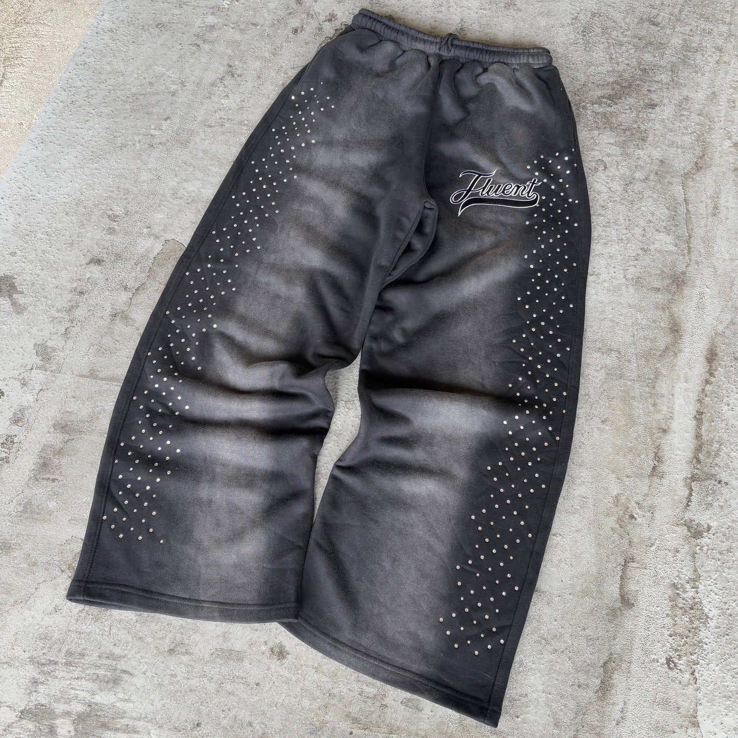 Rhinestone Sweatpants Black