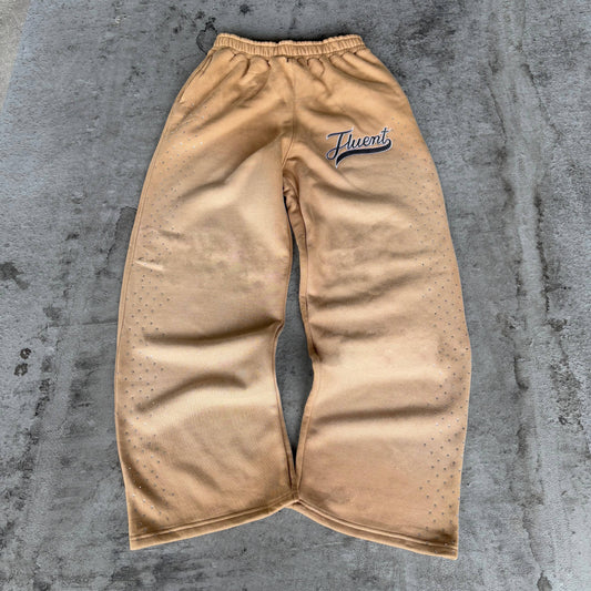 Rhinestone Sweatpants Brown